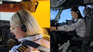 Airplanes Taking Off And Landing Cockpit View  Female Pilot  Airbus Boeing ATR [upl. by Jan266]