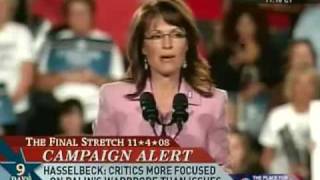 Palin Discusses Her Wardrobe at Campaign Rally [upl. by Darmit]