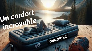 TRINORDIC Matelas Gonflable Camping Épais  12 cm Extra Épais et Large avec Pompe à Pied et Oreiller [upl. by Russ]