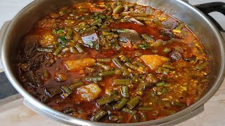 GUJARATI STYLE CHORI BATATA RINGAN NU SHAAK  WINTER SPECIAL  LONG BEANS POTATOES EGGPLANT SUBZI [upl. by Michi533]