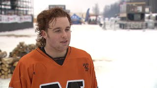 Moorhead Boys Hockey talk about playing on Hockey Day [upl. by Nikolos]