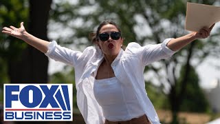 AOC dances on stage to Cardi B at profanityfilled rally speech [upl. by Hamas]