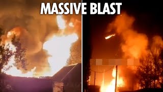 Watch Putins war factories EXPLODE as Ukraine launches kamikaze drone strikes sparking huge fires [upl. by Acessej975]