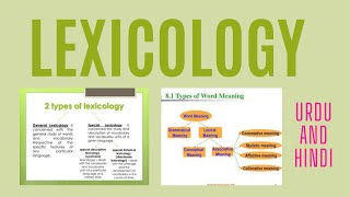 Lexicology Lexicology as a branch of linguistics Types of Lexicology Word Meanings [upl. by Centonze]