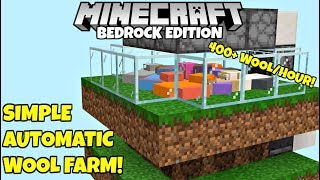 Minecraft Bedrock Simple Automatic WOOL FARM Tutorial MCPE Xbox PS4 PC [upl. by Assillem]