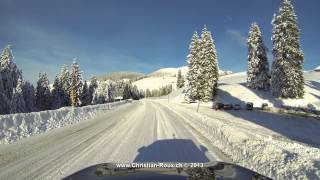 Switzerland 261 Camera on board Col du Jaun  Jaunpass in Winter GoPro Hero3 UHD4K [upl. by Aivata]