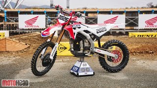 2025 Electric Honda CR Closeup look at the details of the newgeneration motocross bike [upl. by Orvie]