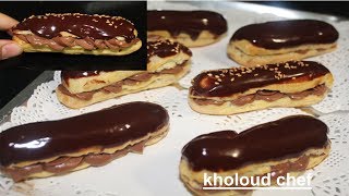 éclair au chocolat إكلير بالشوكولا بكريمة سهلة وعجينة ناجحة روووعة تلبية لطلب واحد المشتركة [upl. by Margarethe601]