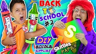 SKITTLES PAPER BACK TO SCHOOL DIY EDIBLE SUPPLIES Hacks 2 Airheads amp Twizzlers FUNnel Vision [upl. by Alyel919]