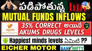 పడిపోతున్న Mutual FundsAkums DrugsEicher MotorsHappiest MindsNiftyBank NiftyStock market [upl. by Atiragram880]