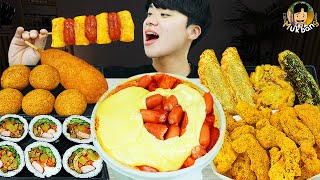 ASMR MUKBANG 직접 만든 대왕 가래떡 떡볶이 김밥 양념 치킨먹방 amp 레시피 FIRE NOODLES AND Tteokbokki EATING SOUND [upl. by Arual]