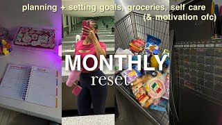 MONTHLY RESET MOTIVATION  how to set goals  gym girl grocery shopping  planning a new month 🌤️ [upl. by Anglim]