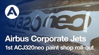 First ACJ320neo paint shop rollout [upl. by Coke]