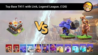 Top Base TH11 with Link WarCWL Legend League 126 [upl. by Assirec525]