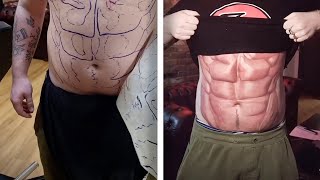 Tattoo Artist Gives Customer Dream Body With Six Pack Tattoo [upl. by Jerroll]