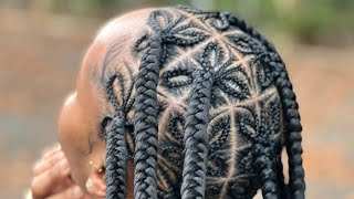 17 million Butterfly 🦋 Knotless boxbraids How to do Butterfly design [upl. by Lienhard]