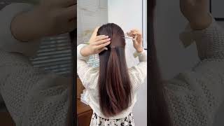 Simple hair style with one clip 😳 clips hairstyles simple girl shorts viralvideo [upl. by Gnat]