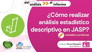 ¿Cómo realizar un análisis estadístico para variables numéricas en JASP [upl. by Evelyn950]