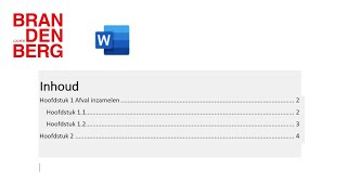 Automatische inhoudsopgave maken in WORD [upl. by Gaidano]