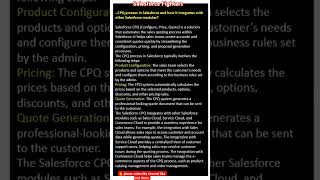 CPQ process in Salesforce and how it interates other Salesforce modules interview [upl. by Anirb853]