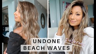 THE EASIEST LOOSE BEACHY WAVES HAIR TUTORIAL  Perfect Undone Waves [upl. by Annaitsirk]