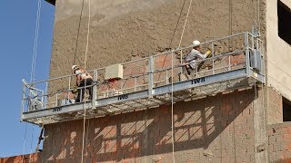 Plataforma Elevatória para Reboco de Fachada de Prédio com Balancim Elétrico [upl. by Assyli795]