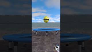 Omg 😃😃Robot Pacman vs Trampoline😜😱pacman robotpacman [upl. by Ajit]