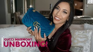 GUCCI GG MARMONT velvet Unboxing [upl. by Wein]