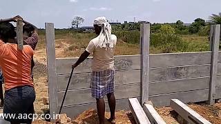 Installation of precast concrete fence post diy [upl. by Leibarg]