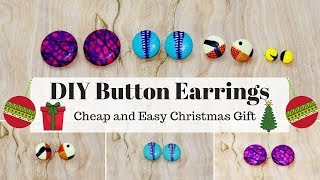 DIY Cheap and Easy Christmas Gift  Button Earrings [upl. by Treulich]