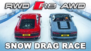 Audi R8 AWD v RWD Winter Tyre DRAG RACE [upl. by Asiluy]