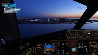 MSFS  PMDG 777  Super Smooth dawn landing in Doha  ARPC Mod [upl. by Rog238]