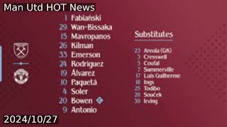 West Ham V Manchester United – LineUp Announced [upl. by Ewnihc820]