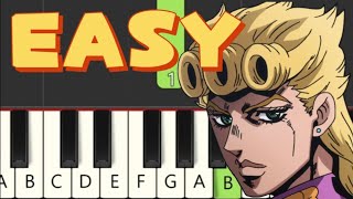 EASY⭐3 Giornos Theme FastMediumSlow  One Hand Beginner Piano Tutorial [upl. by Moll933]