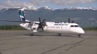 Westjet Encore Q400 startup Taxi and Departure from CYXT [upl. by Taka235]