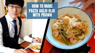 How to make Pasta Aglio Olio with Prawn by butler [upl. by Duffie]