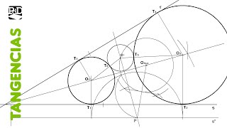 Circunferencias Tangentes a 2 Rectas y 1 Circunferencia  2 de 2  Tangencias por Potencia [upl. by Adnoryt]