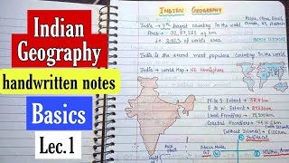 Indian Geography Basics  Handwritten Notes  Lec1  An Aspirant [upl. by Ahsitniuq]