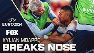 Frances Kylian Mbappé breaks nose and exits game  UEFA Euro 2024 [upl. by Lail]