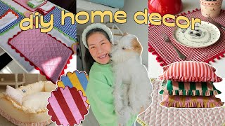 sewing cute pinterest home decor pieces amp a dog bed Apartment Makeover EP4 [upl. by Adeys]