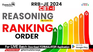 Day02 Ranking Order  Reasoning  CBTI  RRBJE 2024  Sudhir Sir [upl. by Sandry]