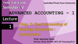 Advance Accounting 1 TYBCOM  Sem 5 Final Accounts of Banking Companies Pune Universitylecture 1 [upl. by Benedetto]