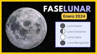 🌘Fases de la luna enero 2024✨Calendario Lunar de enero 2024🌙Luna hoy luna calendariolunar youtube [upl. by Leticia706]