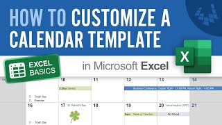 How to Customize A Calendar Template in Excel [upl. by Sorenson]