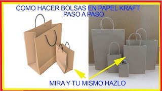 como hacer bolsas con papel KRAFT paso a paso muy fácil de hacer todo en forma manual y MUY ÚTIL [upl. by Civ]