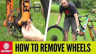 How To Remove And Replace Your Mountain Bike Wheels  MTB Maintenance [upl. by Nynahs96]