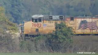 UP 7602 leads NS 659 from NIPSCO in Wheatfield IN 102721 [upl. by Ruyle]