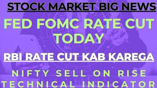 Nifty Banknifty FALL Again FOMC FED RATE Cut Today Kal bhi market girega agar rate cut nahi hua to [upl. by Yuji]