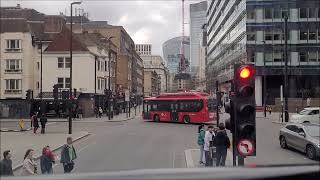 London Bus 205 From Stepney Green to Great Portland Street [upl. by Ocirderf820]