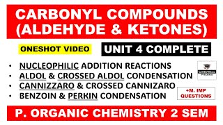 Unit 4 Carbonyl Compounds  Complete  Aldehyde and Ketones  organic chemistry b pharm 2nd semester [upl. by Canica]